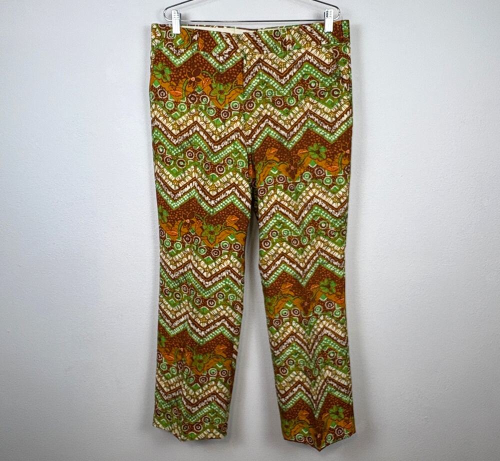 Vintage Thomson 70s Tiki Psychedelic Groovy Hippie Mod Polyester Pants Slacks 34